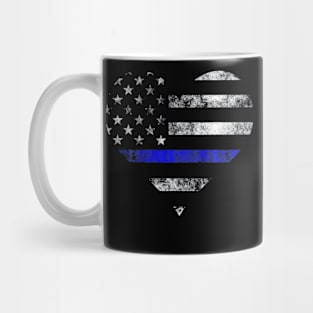 Police Wife Big Heart Flag T Shirt The Thin Blue Line Family Mug